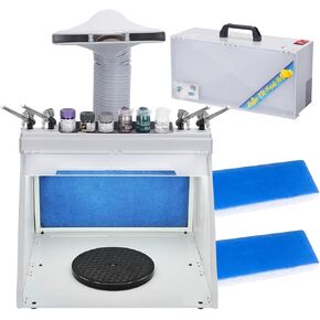 OPHIR Portable Airbrush Spray Booth Kit, Airbrush Paint Booth for Models, Includes 3 Filters, 3 Led Lights, 4 Airbrush Holders and 1 Paint Holder, for Crafts Airbrushing, Cake Decorations