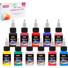 Airbrush Paint, 11 Colors Airbrush Paint Set (20 ml/0.7 oz), Ready to Spray, Opaque & Neon Colors, Water-Based, Premium Acrylic Airbrush Paint Kit for Artists Beginners Hobbyist
