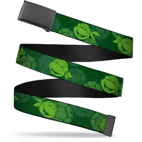 Buckle-Down Web Belt - Classic TMNT Turtle Faces2 Greens