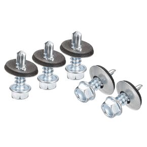 uxcell #12 x 3/4" Self Drilling Screws with Rubber Washer, 100pcs Zinc Plated Steel Roofing Screws Hex Head Self Tapping Screws with EPDM Washer for Metal to Metal
