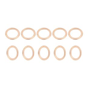 16mmx22mmx1mm(IDxODxT) Flat Copper Sealing Washers - 10Pack - Good for Industrial Machinery M16 Screws - Copper Flat Ring Gasket
