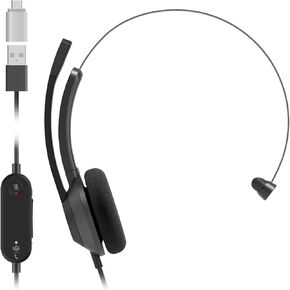 Cisco Headset 321Q USB-C, Wired Single On-Ear Headphones, Microsoft Teams Controller with USB-C, Carbon Black, 2-Year Limited Liability Warranty (HS-W-321Q-C-USBC)