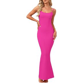 AUSELILY Womens Slip Maxi Dress Sexy Bodycon Dresses Sleeveless Square Neck Long Dress