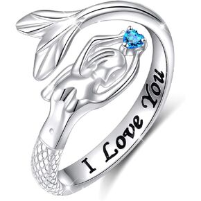 Ladytree S925 الاسترليني الشظية اليوغا زهرة اللوتس حلقة / ذيل حورية البحر حلقة مكعب زركونيا القلب مفتوحة للتوسيع الدائري للنساء الفتيات في سن المراهقة in Kuwait