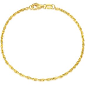 14K Yellow Gold 6-13 Inch 1.2mm-3.2mm Chain Bracelet Anklet for Women, Cuban Link Curb/Rope/Paper Clip/Round Snake/Herringbone/Bead/Water Wave, Thin Gold Chain Bracelet Durable Strong Real 14k Gold Chain Bracelet Anklet