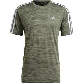 adidas Men's Designed 2 Move 3-Stripes Tee, Black Melange