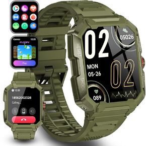 Smart Watch IP68 Waterproof Fitness Watch for Men, Bluetooth Call 1.85" HD Touch Screen Fitness Tracker with Heart Rate Blood Pressure, Smartwatches for Android iOS Phone, 47 Blue