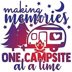 WSQ Making Memories One Campsite at A Time Vinyl Sticker Camper Decals - 5.5 Inches - for Car Truck SUV Campers RV Van Window Bumper Wall Laptop Tablet Cup Tumbler and Any Smooth Surface
