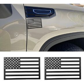 2PCS Embossed 3D Metal All Black American Flag Emblem Decal Stickers, 5" x 3" Acrylic Cut-Out USA Car Military Patriotic Emblem Universal for Car Truck SUV Motocycle Boat (Hollow Out)