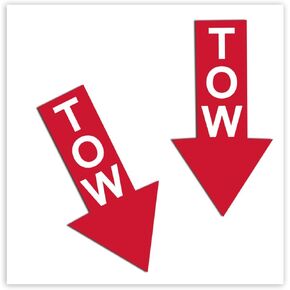 2 x PVC Laminated Sticker Red Tow Arrow B 72