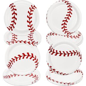 40Pcs Baseball Party Plates Decorations - Including 9" Baseball Ball Plates Disposable Dinner Plates for Kids Baseball Fan Sports Event Baseball Theme Party Supplies