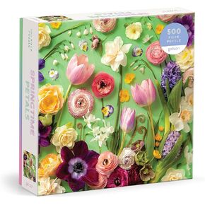 Galison Springtime Petals – Julie Seabrook Ream 500 Piece Puzzle Featuring A Variety of Flowers Blooming During Spring Months