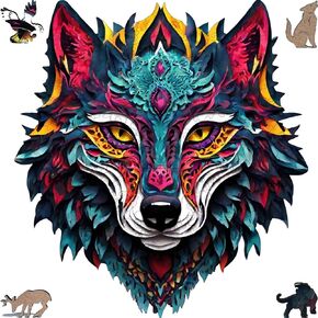 Wolf Puzzles for Adults, 200 Piece 10.4×11.3in, Unique Shape Wooden Puzzle for Adults, Creative Wood Puzzles Adults, Cool Puzzles for Adults, Challenge Wolf Puzzle Funny Gifts for Teenagers and Adults