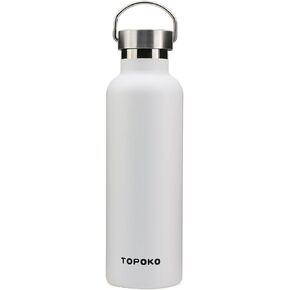TOPOKO 25 oz Stainless Steel Vacuum Insulated Water Bottle, Keeps Drink Cold up to 24 Hours & Hot up to 12 Hours Leak Proof and Sweat Proof Large Capacity Sports Bottle Wide Mouth Metal Lid