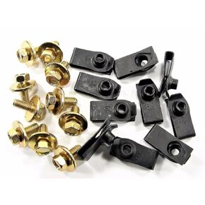 Body Bolts & U-nut Clips for Ford Truck- M8-1.25 x 25mm Long- 13mm Hex-(Qty 10 Bolts/10 Clips) (1902/1926) #1886