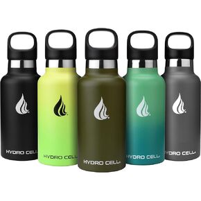 HYDRO CELL Stainless Steel Water Bottle with Straw & 2 Standard Mouth Lids (32oz 24oz 20oz 16oz) Keeps Liquids Hot or Cold w/Double Wall Vacuum Insulated Leak Proof Sport Design (Teal/Blue 20oz)