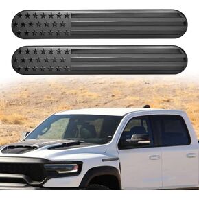 2Pcs USA American Metal Flag Auto Fender Emblem, Universal Embossed 3D Metal Adhesive Sport Styling Decal Badge, USA Flag Decal for Auto SUV Truck Motorcycle (Black)