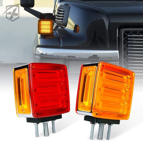 Xprite LED Truck Trailer Fender Pedestal Signal Lights, Square Double Face Amber Turn Signal Marker Light, Red Brake Stop Tail Lamps for Tractors, Semi-Trailers, Dump Truck, Lorry, Vans in Saudi Arabia