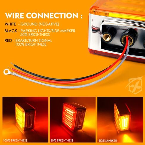 Xprite LED Truck Trailer Fender Pedestal Signal Lights, Square Double Face Amber Turn Signal Marker Light, Red Brake Stop Tail Lamps for Tractors, Semi-Trailers, Dump Truck, Lorry, Vans in Saudi Arabia