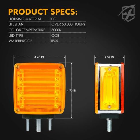 Xprite LED Truck Trailer Fender Pedestal Signal Lights, Square Double Face Amber Turn Signal Marker Light, Red Brake Stop Tail Lamps for Tractors, Semi-Trailers, Dump Truck, Lorry, Vans in Saudi Arabia