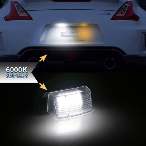 مجموعة مصابيح لوحة ترخيص LED متوافقة مع Nissan 350Z 370Z GT-R Cube Leaf Versa G25 G35 G37 Q40 Q60 6000K أبيض، عبوة من قطعتين in Kuwait