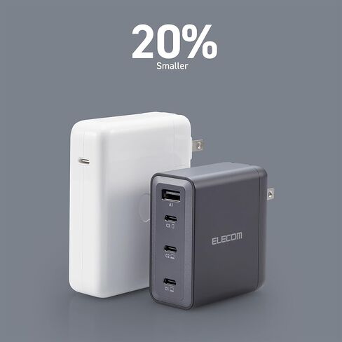 ELECOM 150W USB C Wall Charger Block, 4 Multi Port GaN II Smart PD, Ultra-Fast Charging, Compact Power Adapter for Multiple Devices, Laptops, Tablets, iPhone, iPad, Watch, Speakers, Airpods - Black in Saudi Arabia