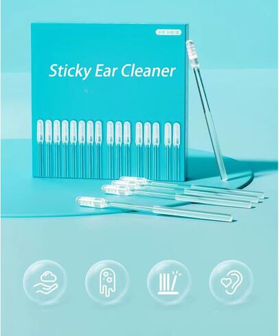 Sticky Ear Wax Removal Tool - Safely and Comfortably removes Earwax, it is Washable Sticky Ear Pick Used for Ears to Stop itching and Remove Earwax buildup, 24pcs in Kuwait