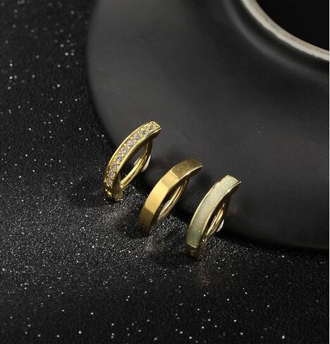 Yolev 3Pcs G23 Titanium Clicker Belly Button Ring Reverse Curved Hoop Navel Barbell Piercing Jewelry Clicker Belly Button Ring for Women Surgical Steel CZ Opal Belly Ring Simple Reverse in Saudi Arabia