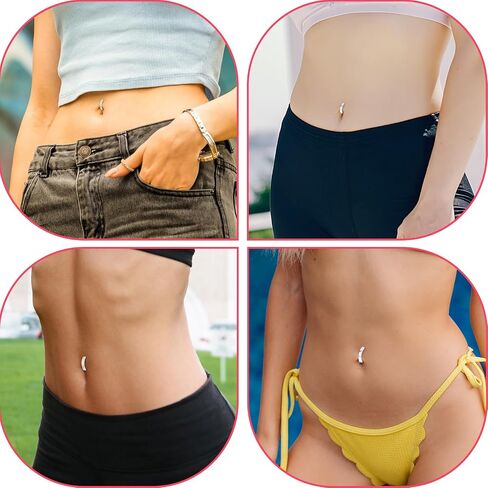 Yolev 3Pcs G23 Titanium Clicker Belly Button Ring Reverse Curved Hoop Navel Barbell Piercing Jewelry Clicker Belly Button Ring for Women Surgical Steel CZ Opal Belly Ring Simple Reverse in Saudi Arabia