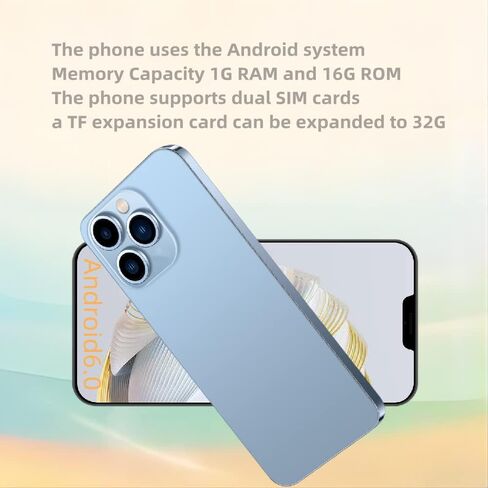 6.11in Screen，E88，Android Smartphone ，Dual SIM Card，1G RAM 16G ROM，Only Supports Dual SIM Card Frequency Band of 3GWCDMA ：850/1700/2100MHZ，Unlocked Cell Phone（3Blue） in Saudi Arabia
