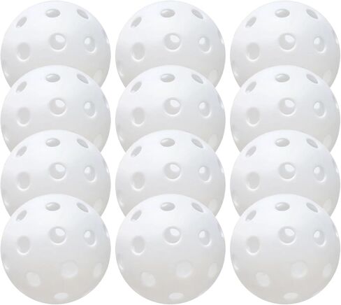 12 Pack 40-Holes Practice Pickleball Balls Play for Outdoor Indoor, Sports Game Pickle Balls with Mesh Bag in Saudi Arabia