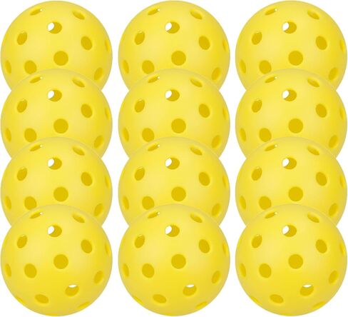 12 Pack 40-Holes Practice Pickleball Balls Play for Outdoor Indoor, Sports Game Pickle Balls with Mesh Bag in Saudi Arabia