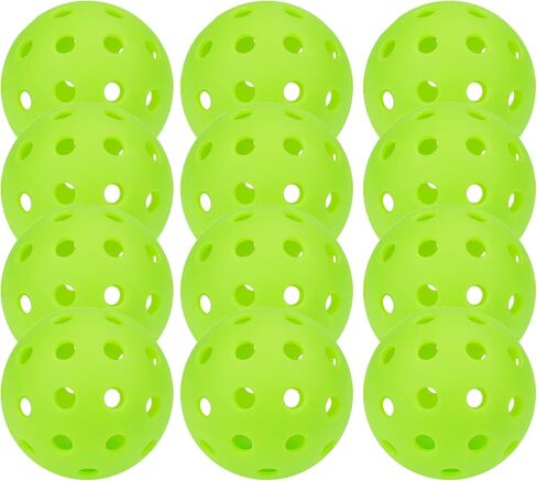 12 Pack 40-Holes Practice Pickleball Balls Play for Outdoor Indoor, Sports Game Pickle Balls with Mesh Bag in Saudi Arabia