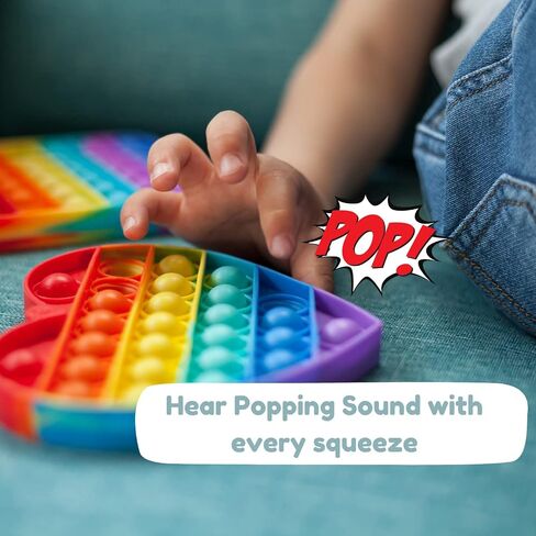 Teethers Push Pop SiliconeToys for Babies Toddlers |Adults| Relief Sensory Poppers Fidget Helps Improve Motor Skill Memory & Autism for Preschool Crawling Baby Kids - Rainbow Circle in Saudi Arabia