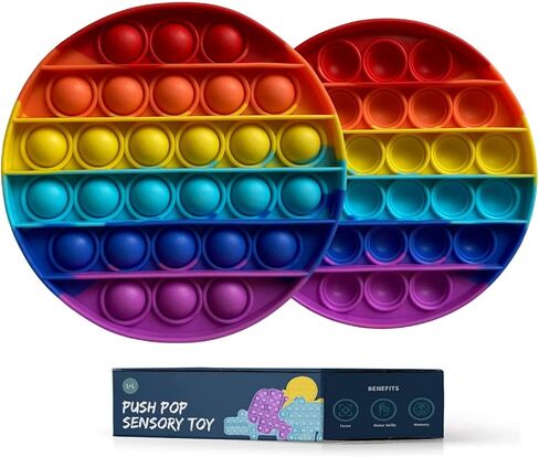 Teethers Push Pop SiliconeToys for Babies Toddlers |Adults| Relief Sensory Poppers Fidget Helps Improve Motor Skill Memory & Autism for Preschool Crawling Baby Kids - Rainbow Circle in Saudi Arabia