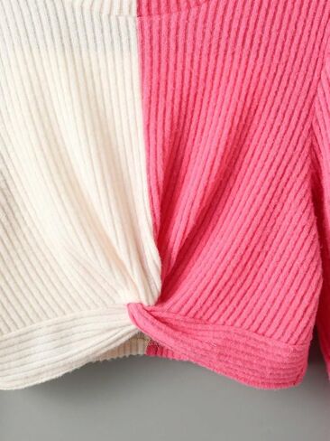 COZYEASE Girls' Crewneck Tee Tops Color Block Long Sleeve Twist Front T Shirt Slim Fit Crop Tops in Saudi Arabia