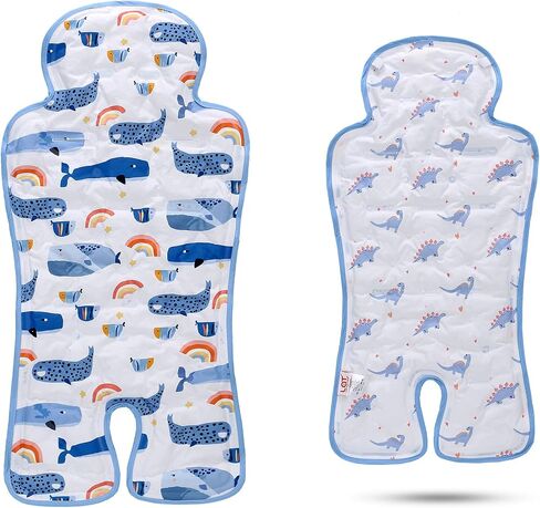 Gel Car Seat Cooler Pad,1 Pcak Double Sides-Universal Baby Stroller Ice Cushion,Summer Cooling Seat Liner,Multifunctional Suitable for Baby Dining Chair,Child Safety Seat(Dinosaur + Elephant) in Saudi Arabia