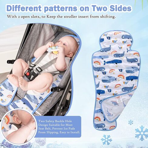 Gel Car Seat Cooler Pad,1 Pcak Double Sides-Universal Baby Stroller Ice Cushion,Summer Cooling Seat Liner,Multifunctional Suitable for Baby Dining Chair,Child Safety Seat(Dinosaur + Elephant) in Saudi Arabia