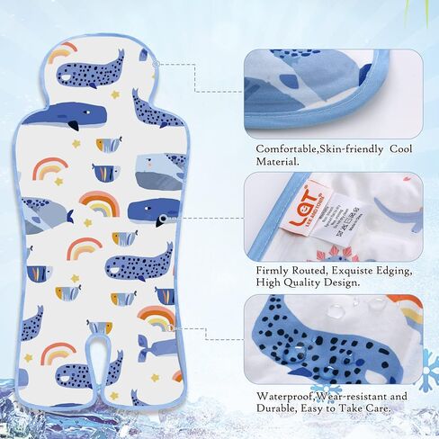 Gel Car Seat Cooler Pad,1 Pcak Double Sides-Universal Baby Stroller Ice Cushion,Summer Cooling Seat Liner,Multifunctional Suitable for Baby Dining Chair,Child Safety Seat(Dinosaur + Elephant) in Saudi Arabia