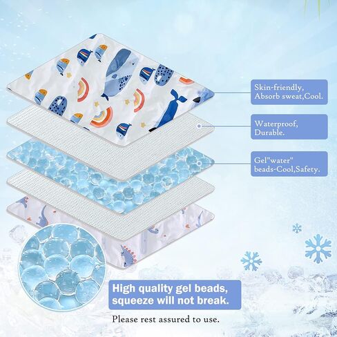Gel Car Seat Cooler Pad,1 Pcak Double Sides-Universal Baby Stroller Ice Cushion,Summer Cooling Seat Liner,Multifunctional Suitable for Baby Dining Chair,Child Safety Seat(Dinosaur + Elephant) in Saudi Arabia