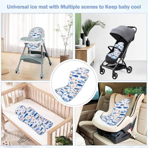 Gel Car Seat Cooler Pad,1 Pcak Double Sides-Universal Baby Stroller Ice Cushion,Summer Cooling Seat Liner,Multifunctional Suitable for Baby Dining Chair,Child Safety Seat(Dinosaur + Elephant) in Saudi Arabia