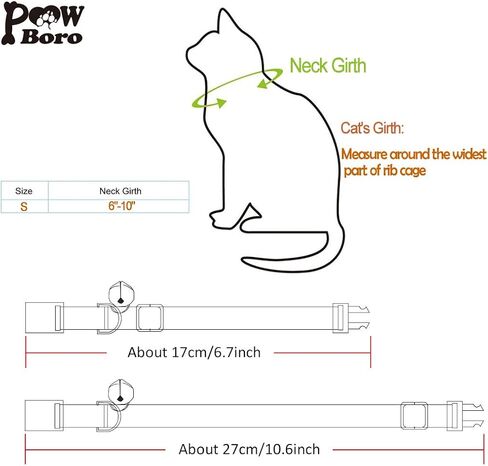 PowBoro 5 Pcs Cat Breakaway Collar with Bell Reflective Nylon Strap & Safety Buckle, Mixed Colors, for Kitten Dog Cat Puppy Adjustable Collar 6-10" in Saudi Arabia