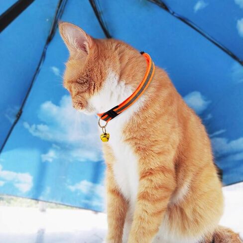 PowBoro 5 Pcs Cat Breakaway Collar with Bell Reflective Nylon Strap & Safety Buckle, Mixed Colors, for Kitten Dog Cat Puppy Adjustable Collar 6-10" in Saudi Arabia