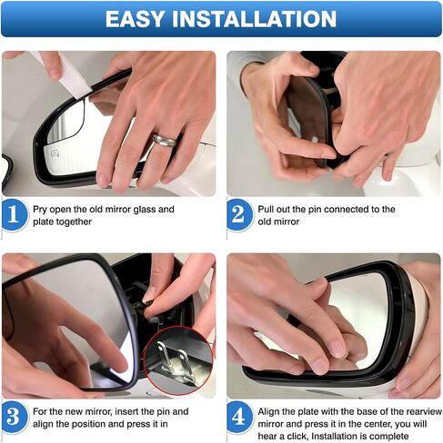 Fusion Passenger Right Side Mirror Glass Replacement for Ford Fusion 2013-2020 Pass Power Heated Glass Side Rear View Convex Mirror Glass with Holder, Replace DS7Z17K707B in Kuwait