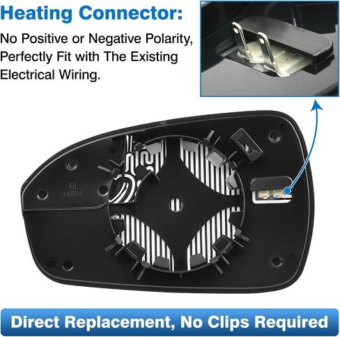 Fusion Passenger Right Side Mirror Glass Replacement for Ford Fusion 2013-2020 Pass Power Heated Glass Side Rear View Convex Mirror Glass with Holder, Replace DS7Z17K707B in Kuwait