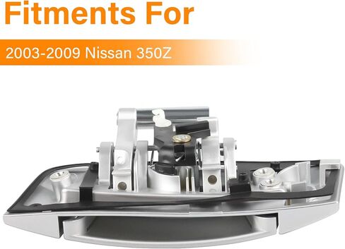 Front Left Driver Side Door Handle Exterior fit for Nissan 350Z 2003 2004 2005 2006 2007 2008 2009, Outside, 80607-CD41E 80607-CD40B 80607-CD40E, Silver in Saudi Arabia
