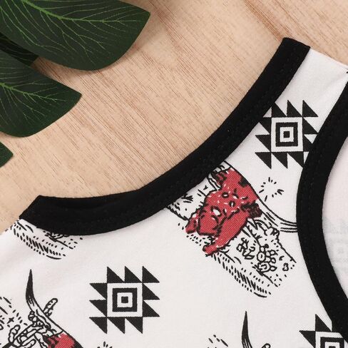 Newborn Infant Baby Boy Girl Western Jumpsuit Cactus Cow Print Short Romper Playsuit One Piece Outfit in Saudi Arabia