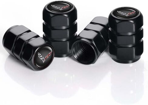for Corvette C4 C6 C5 C7 C8 Z06 1LT 2LT 3LT ZR1 Anti-Corrosion Leak-Proof Car Tire Accessory Air Caps, Alloy Car Tire Valve Caps,Car Tire Dust Caps(Black 4PCS) Accessory in Saudi Arabia