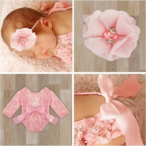 رومبير للفتيات حديثي الولادة من Rehomy + دعامة رأس للتصوير الفوتوغرافي ملابس دعائم صور للرضع in Kuwait