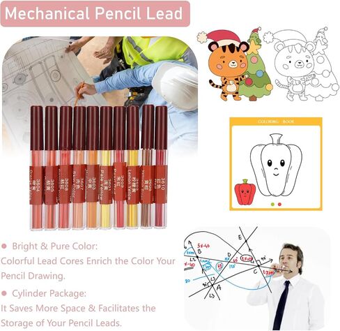 Mechanical Pencil, 2.0mm Rounded Mechanical Pencil Refills Mechanical Pencil Colored Leads for Draft Drawing, Writing, Crafting, Art Sketching,Easy To Replace in Saudi Arabia